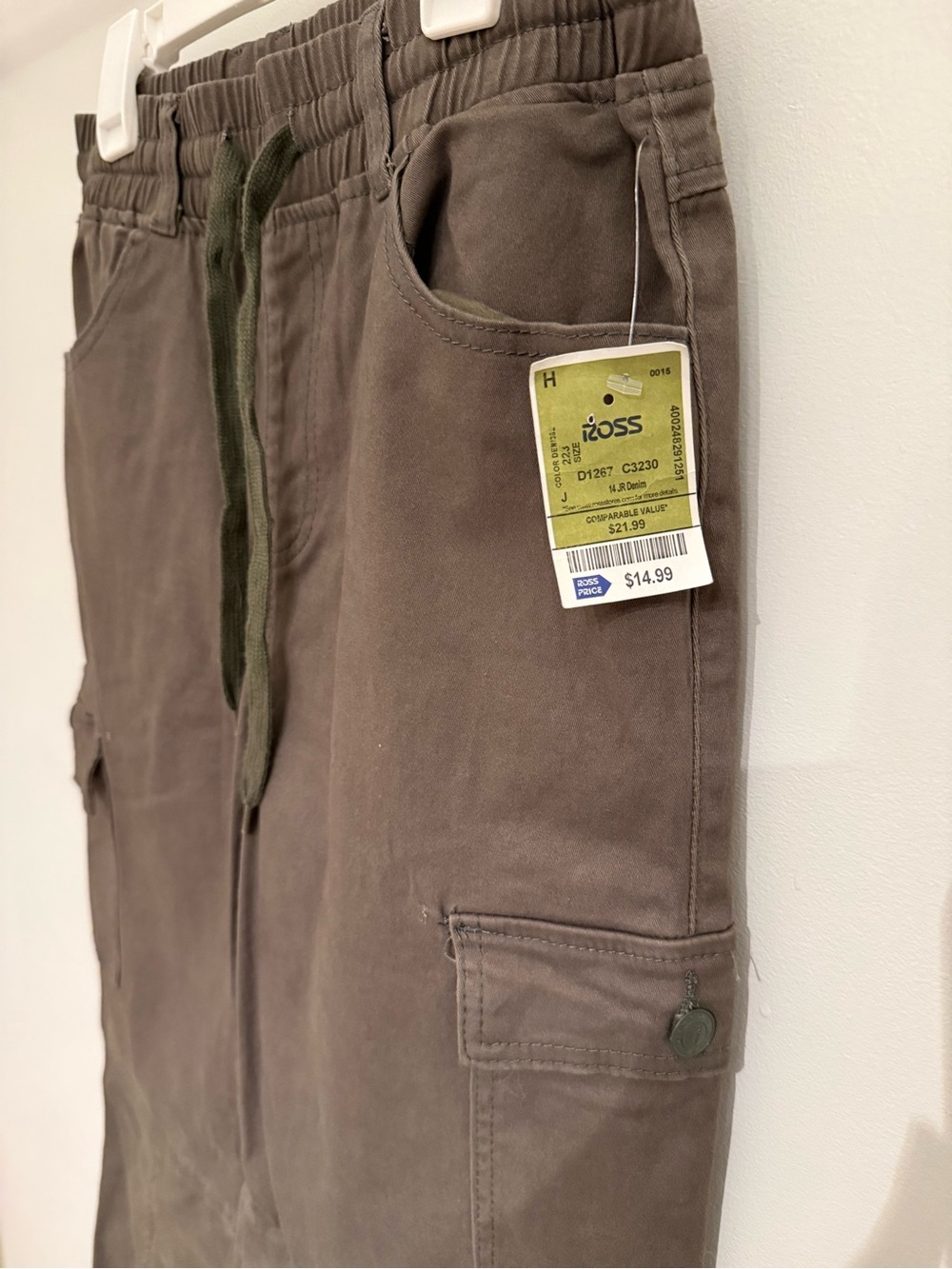 Olive Green Cargo Joggers with Drawstring Waist
